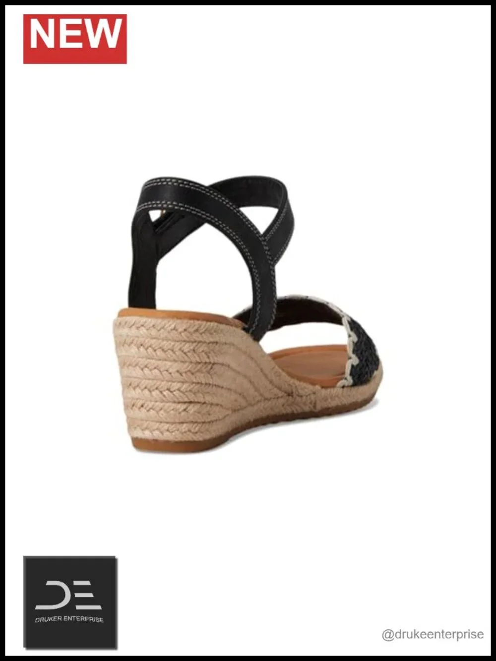 Espadrille-Inspired Leather Platform Wedge Sandals Woven Whipstitch